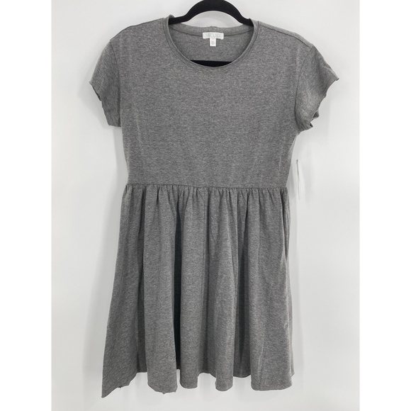 Abound NWT Short Cap Sleeve Raw Edge Crew Neck T Shirt Mini Dress Gray Small New - Picture 3 of 8